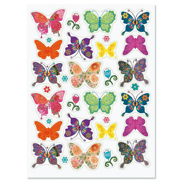 Sandylion Colourful Butterfies Stickers lot of 5 SHEETS size 2" X 6" 